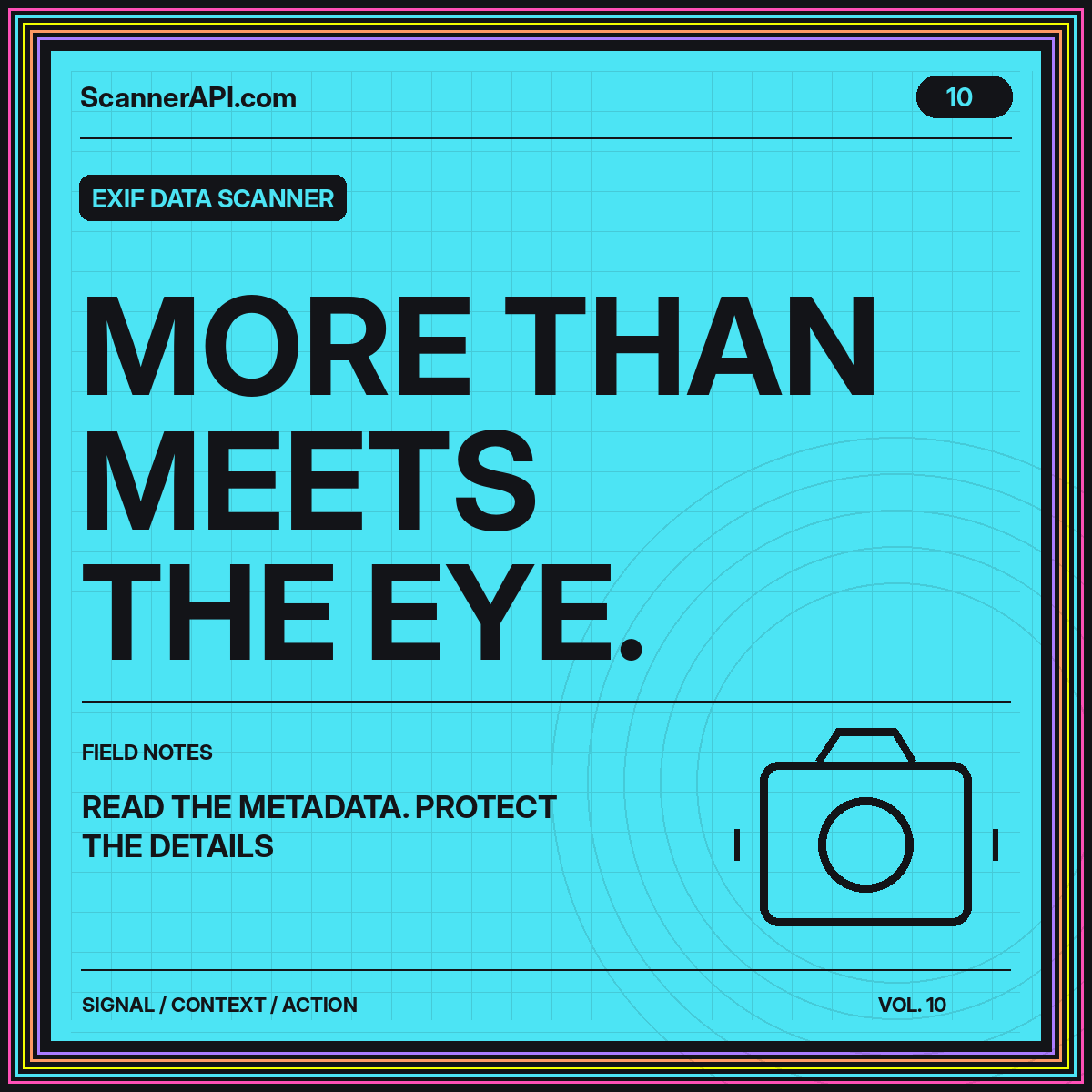EXIF Data Scanner typography card: More Than Meets The Eye.